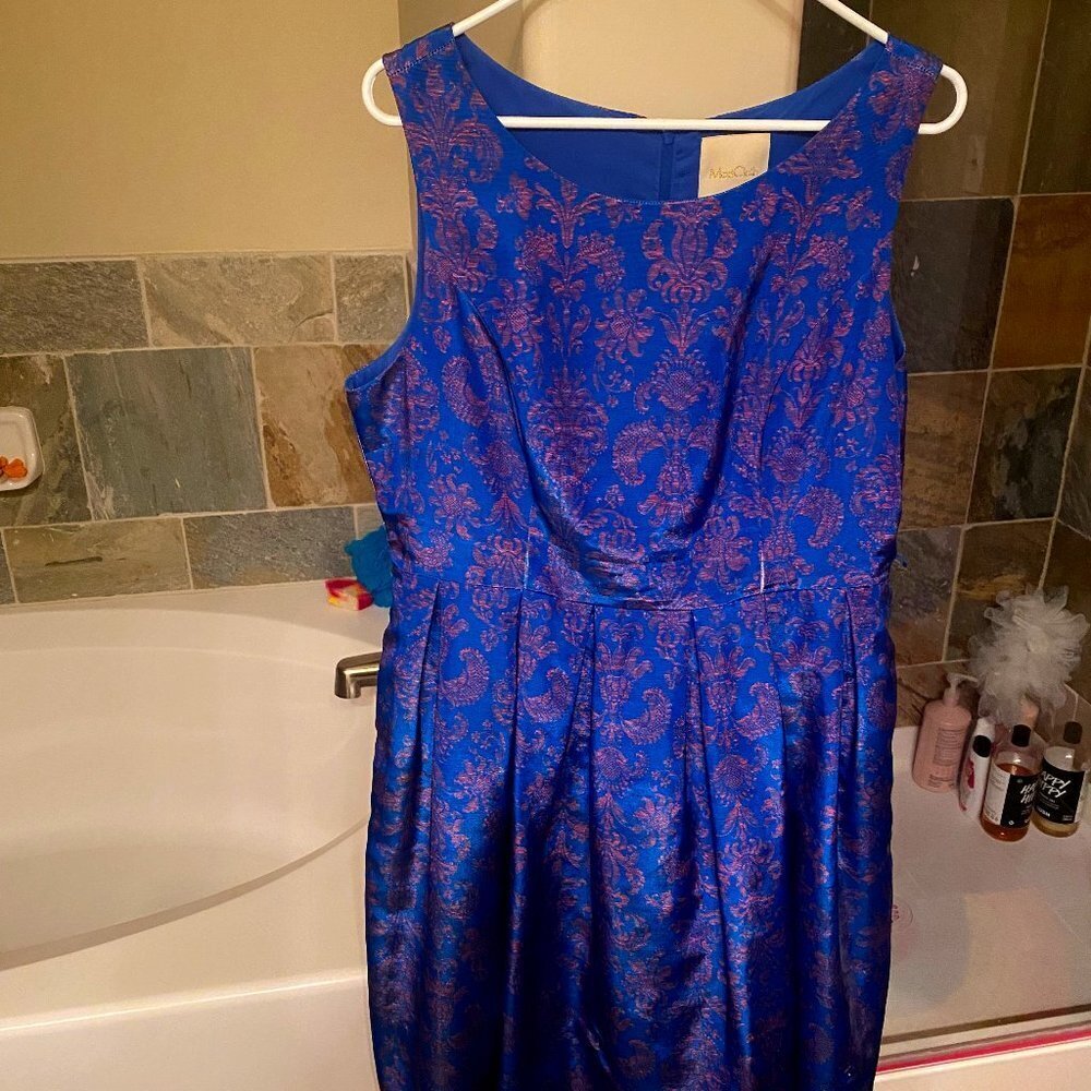 Shimmery blue & purple Fit & Flare dress— Modcloth— XL / 14 with belt